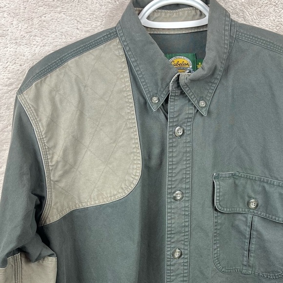 CABELAS Shooting Shirt Quilted Shoulder Patch Medium Green - Picture 2 of 15